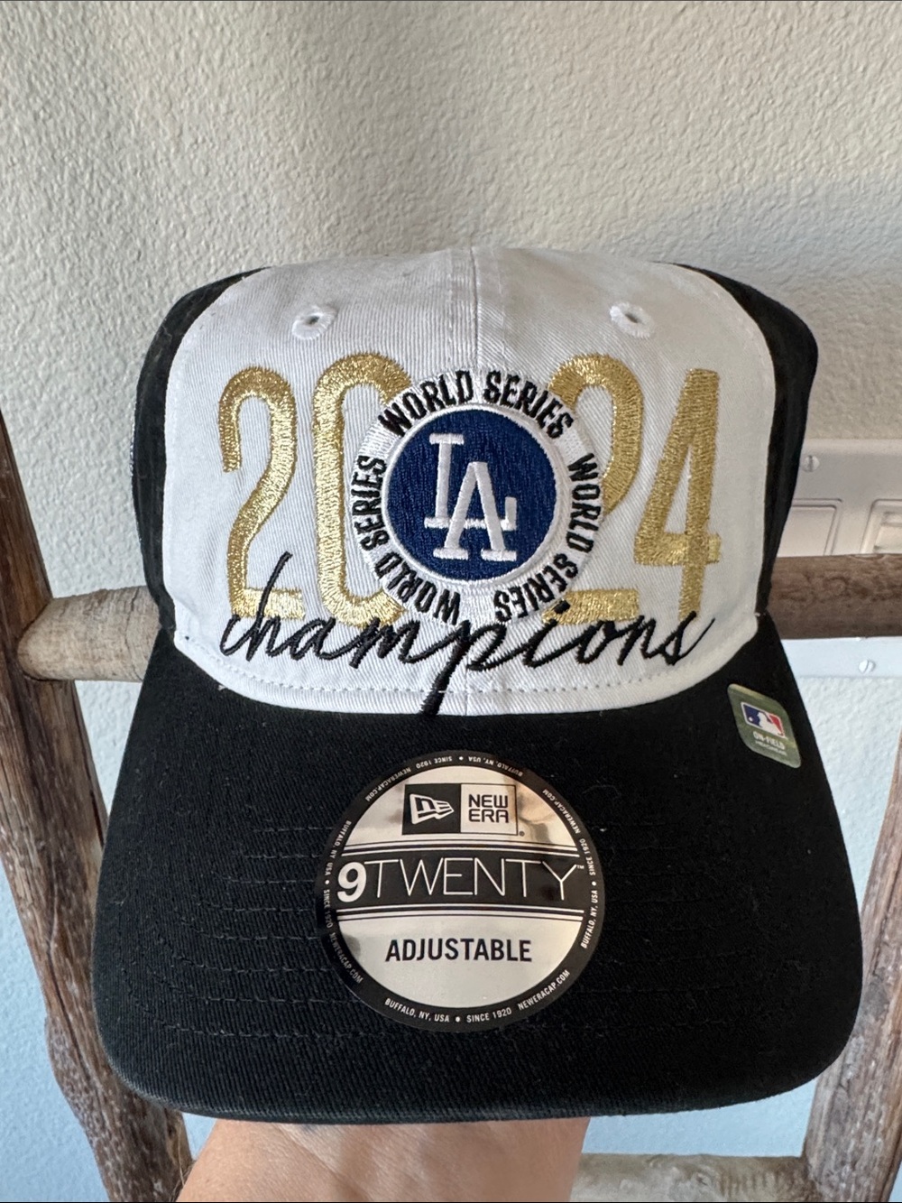 MLB LA Dodgers Black White and Gold 2024 World Series Champions Hat